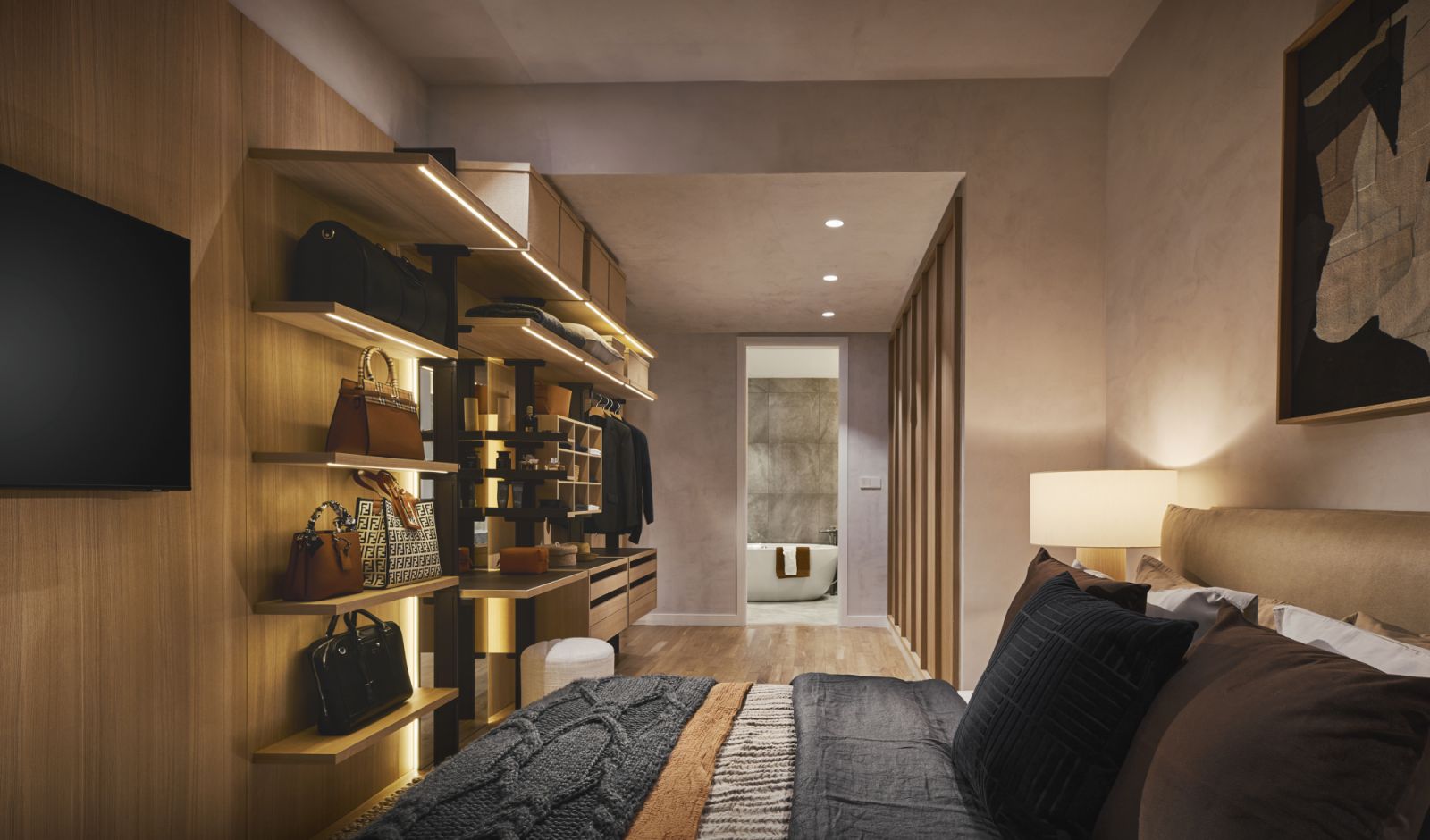 A natural material palette makes Type E show unit feel refined and cosy