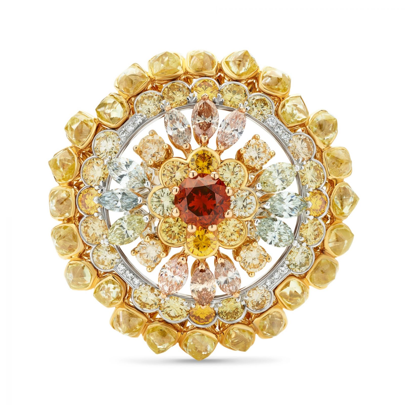 De Beers Reflections of Nature 高級珠寶系列 Landers Radiance 橘鑽圓牌戒指。(Photo: Chopard)