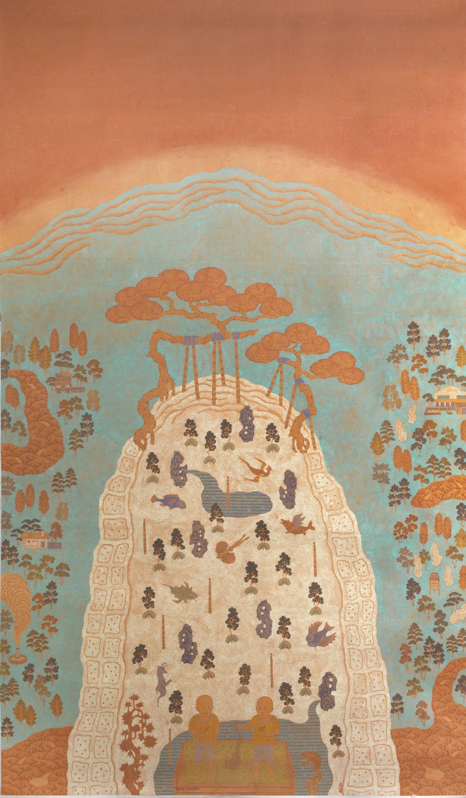 Pan Hsin-Hua / Capturing the Beasts(Detail)/ 2020 / Ink and color on paper / 280x162cm(Photo:courtesy of the artist and Moon Gallery)