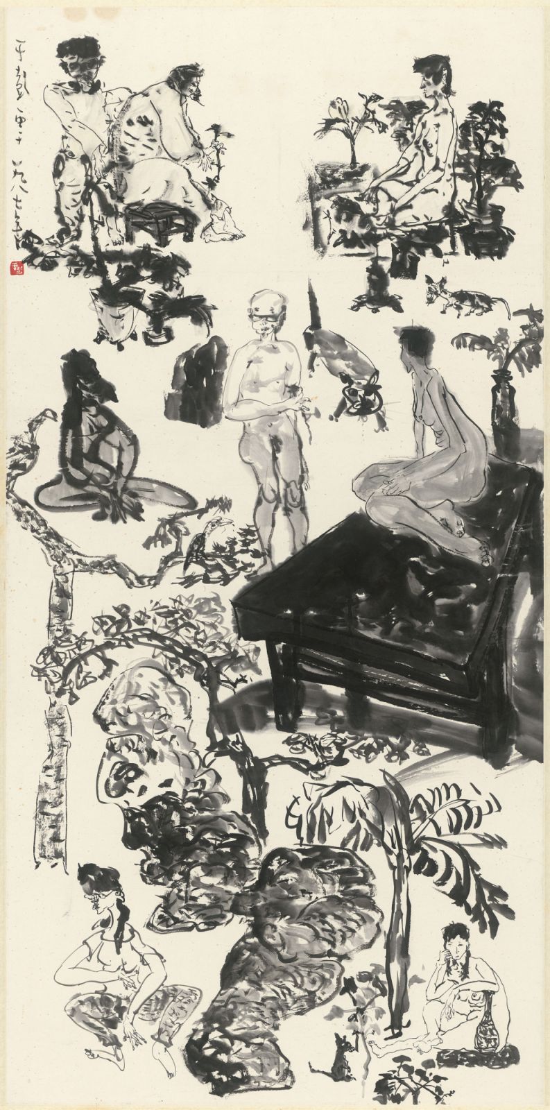 于彭 / 春天的畫(局部)/ 1987 / 水墨、紙本/ 131.4x64.3cm(9.4才)(Photo:courtesy of the artist and 尊彩藝術中心 )