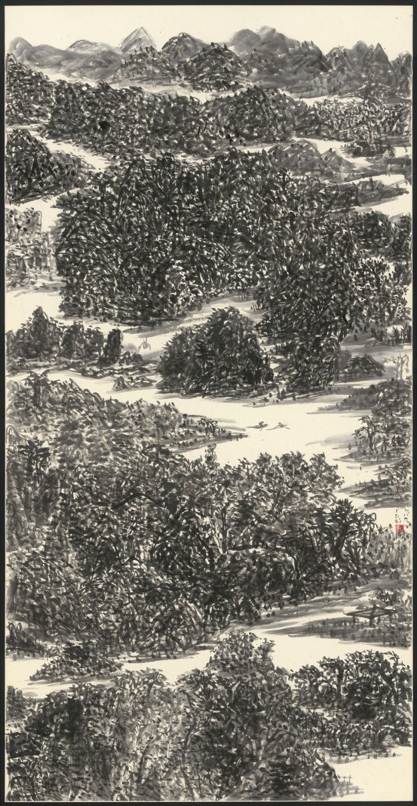 于彭 / 晴川歷歷(局部)/ 1987 / 水墨、紙本 / 134.3x68.9cm(10.3才)(Photo:courtesy of the artist and 尊彩藝術中心 )