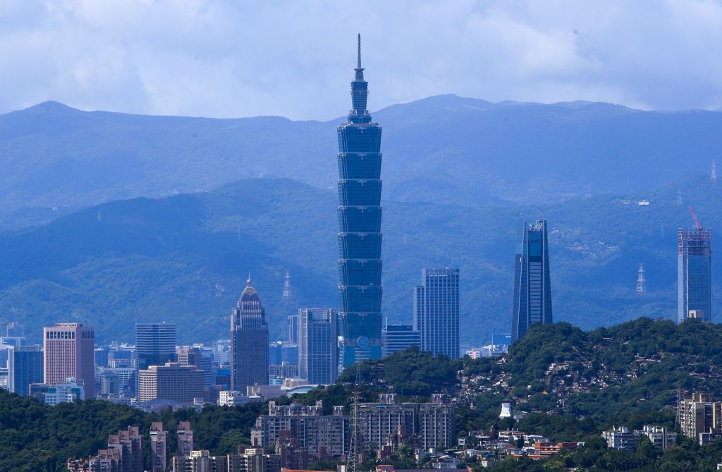 Taipei 101, a landmark in the capital of Taiwan, as the island has announced its plan to open a Taiwanese representative office in Lithuania, in Taipei, Taiwan, 20 July 2021. Following the donation of vaccines from Lithuania, the island, which China claims to be its sovereignty, will expand its relations with the Baltic state and other Central European countries, according to Taiwan foreign minister Joseph Wu, amid rising political and military threats from Beijing. (Photo by Ceng Shou Yi/NurPhoto via Gett