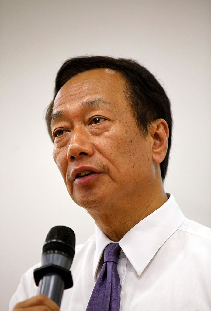 Terry Gou, founder and chairman of Hon Hai Group and one of the richest man in Taiwan, speaks during a news conference at the company's Foxconn plant in Shenzhen, China, on Wednesday, May 26, 2010. Hon Hai is the parts supplier for many hi-tech companies around the world including Apple Inc., Hewlett-Packard Co. and Dell Inc. There have been 12 suicides at the company's 300 thousand employee strong factory complex in Shenzhen so far this year. Foxconn has since moved some of its operations further inland to