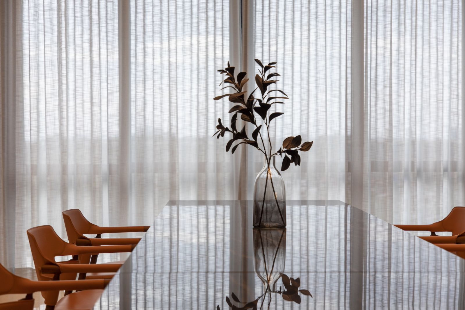 The dining room with its kinetic light above it