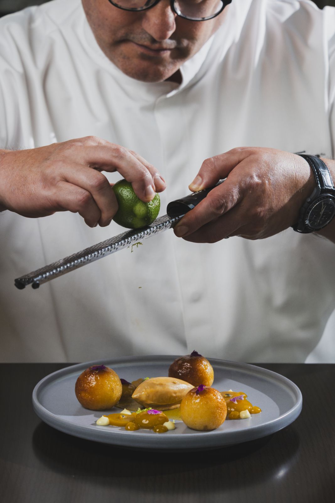 Chef Holger creating an intricate dessert