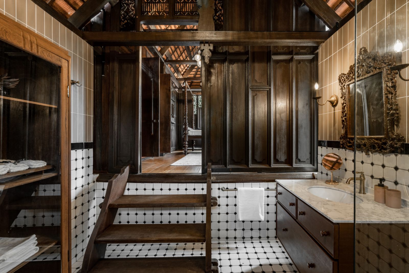 Ashtana Tela has modern bathrooms within its traditional envelope
