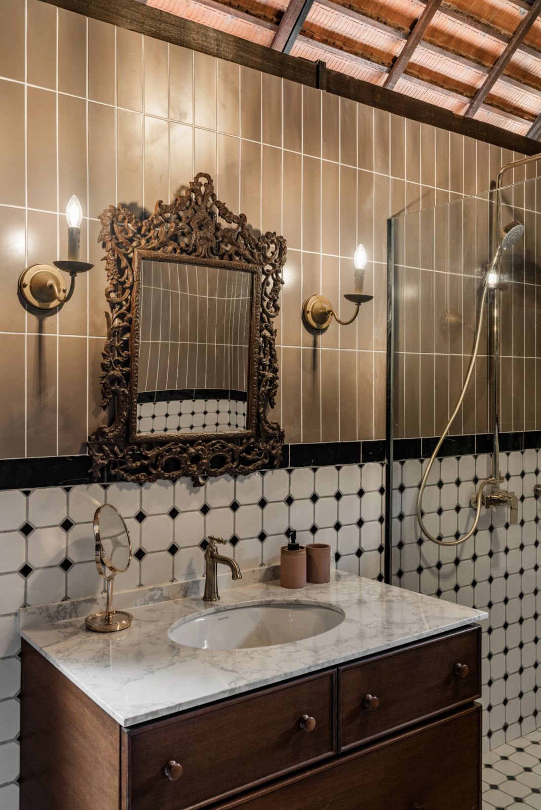 Ashtana Tela has modern bathrooms within its traditional envelope