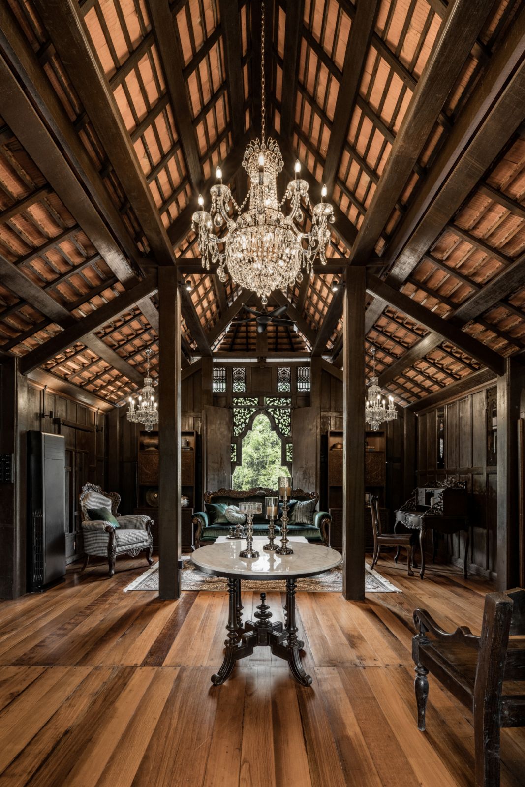 Grand lighting adds a luxurious touch