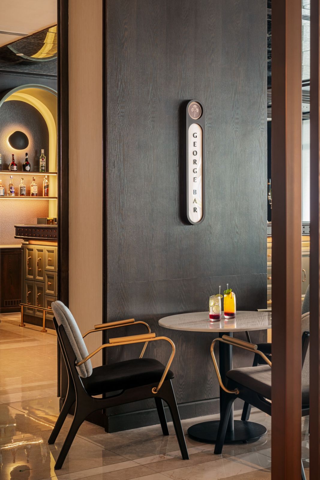 George Bar is elegantly appointed and has details inspired by Chinese medicine cabinets
