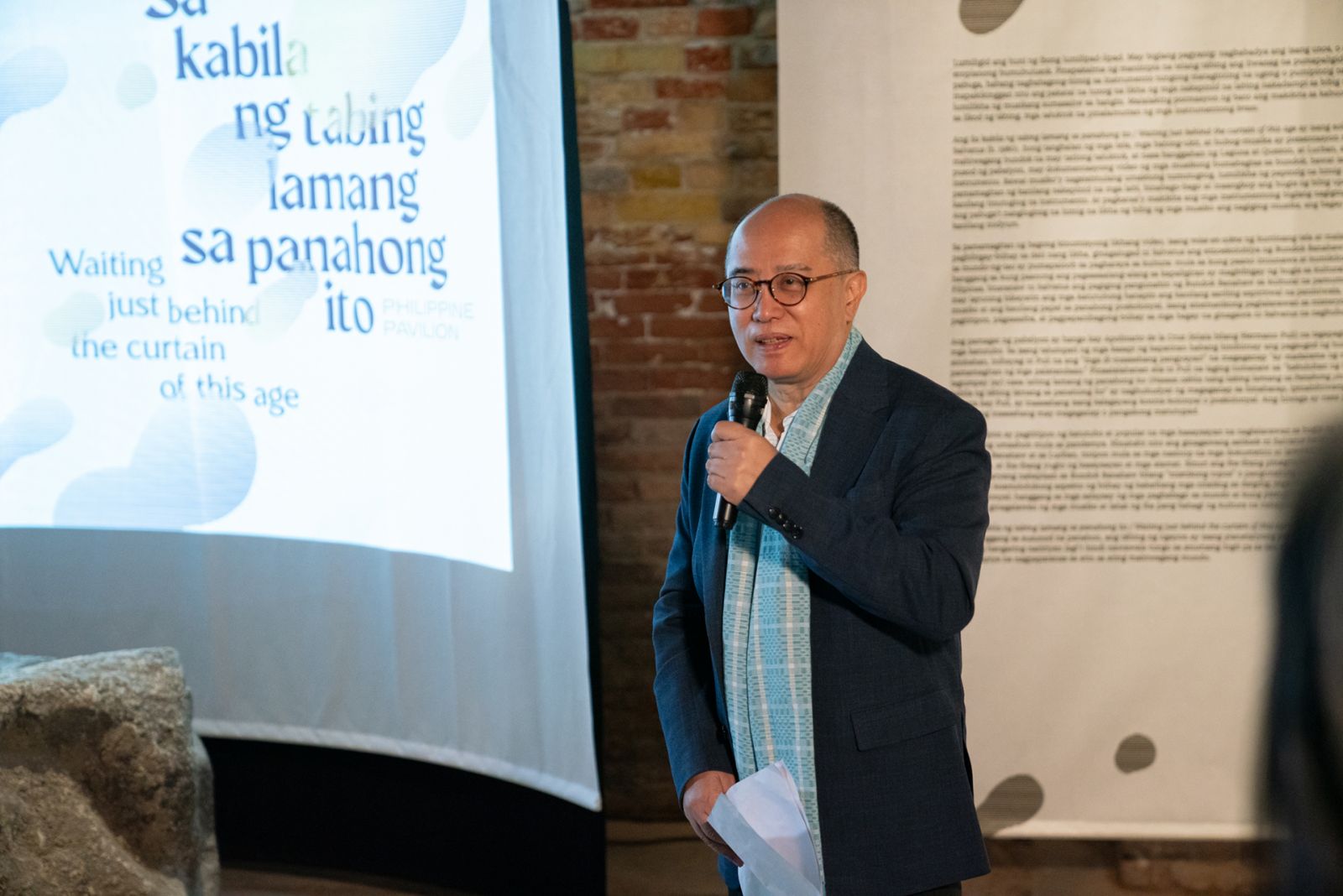 Chair of the National Commission for Culture and the Arts (NCCA) and Commissioner of the Philippine Pavilion Victorino Mapa Manalo at the opening ceremony of the Philippine Pavilion at the 60th Venice Art Biennale (Photo: Lorenzo Busi / Courtesy of NCCA - PAVB)