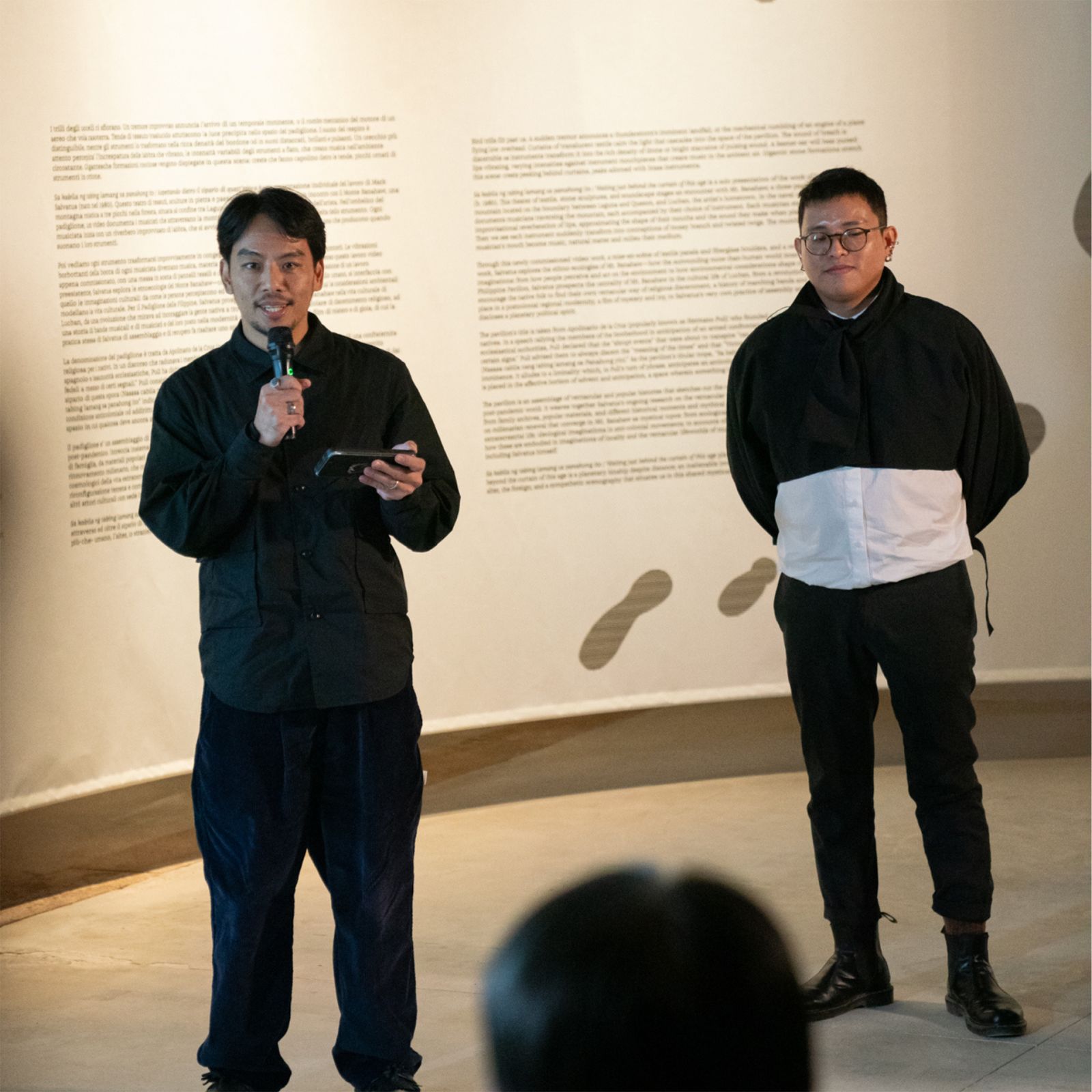 Artist Mark Salvatus and curator Carlos Quijon, Jr at the opening ceremony of the Philippine Pavilion at the 60th Venice Art Biennale (Photo: Lorenzo Busi / NCCA - PAVB)