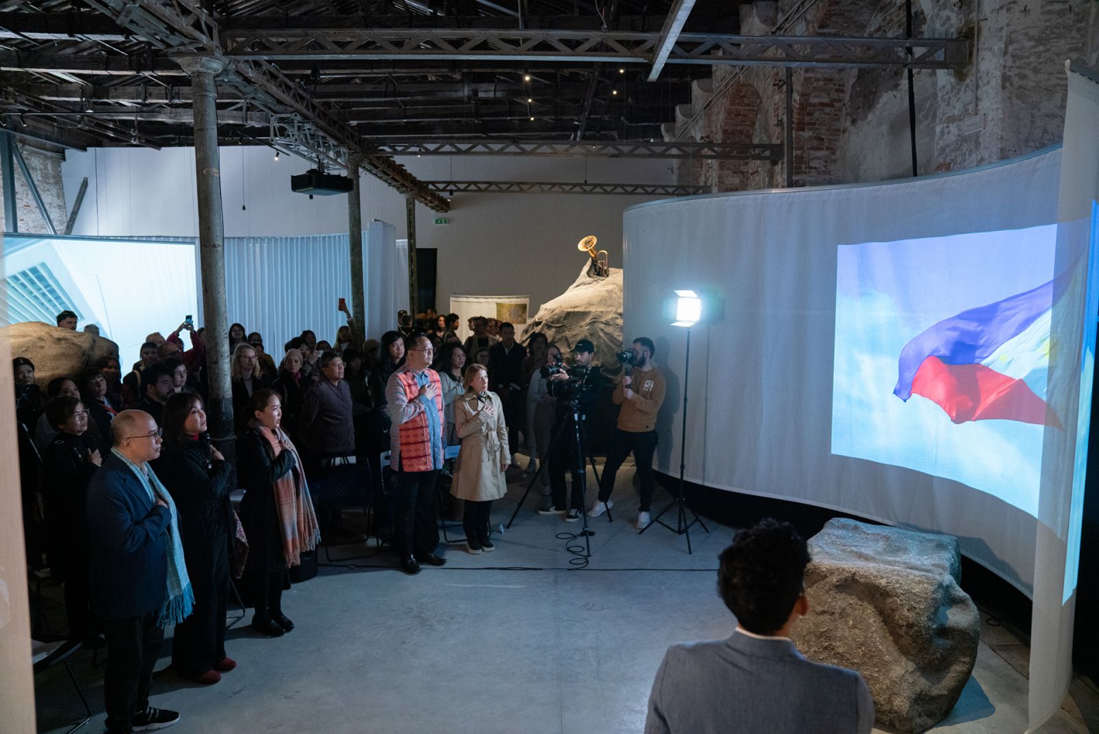The Philippine National Anthem at the opening ceremony of the Philippine Pavilion at the 60th Venice Art Biennale (Photo: Lorenzo Busi / NCCA - PAVB)