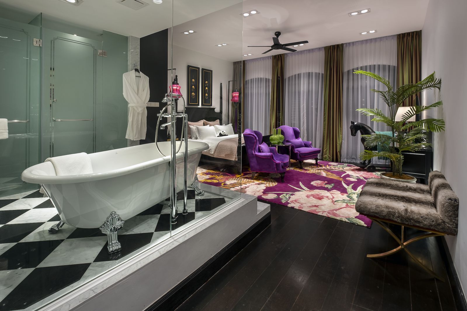 The bathrooms have modern amenities