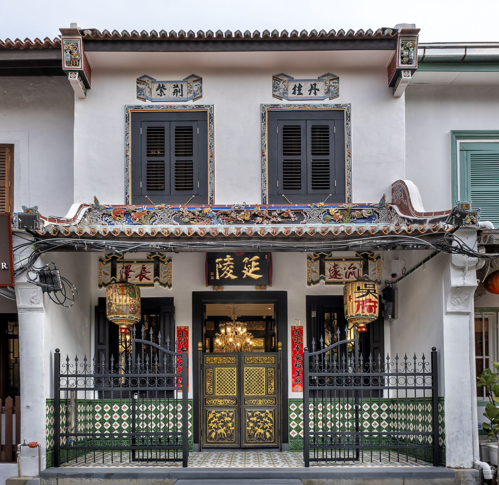 The intricately restored facade with traditional cut and paste method shardwork