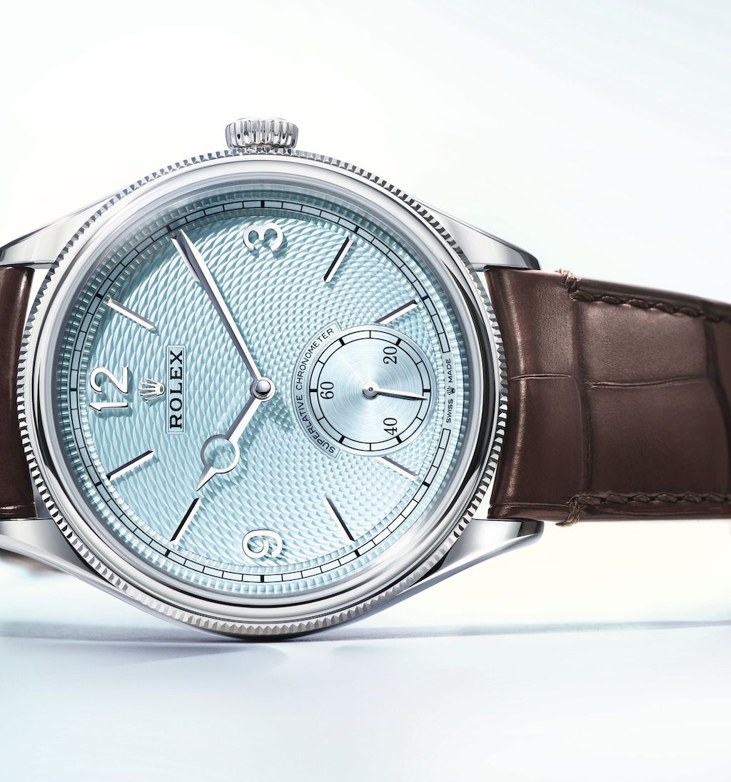 勞力士推出的新款Perpetual 1908新版本，改以冰藍色與穀粒紋錶盤設計。（Photo: Rolex）