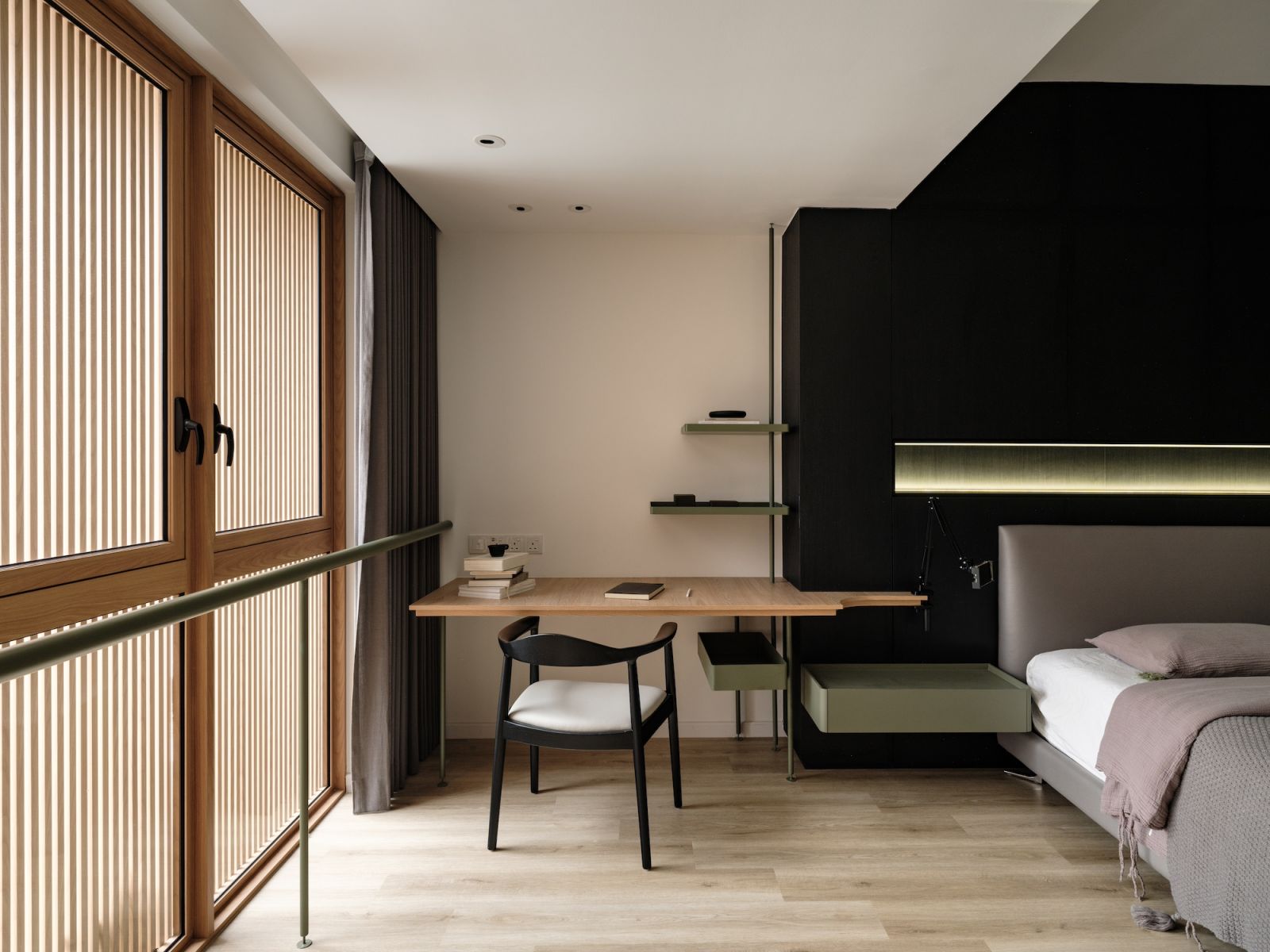 Beautiful light filters into the master bedroom