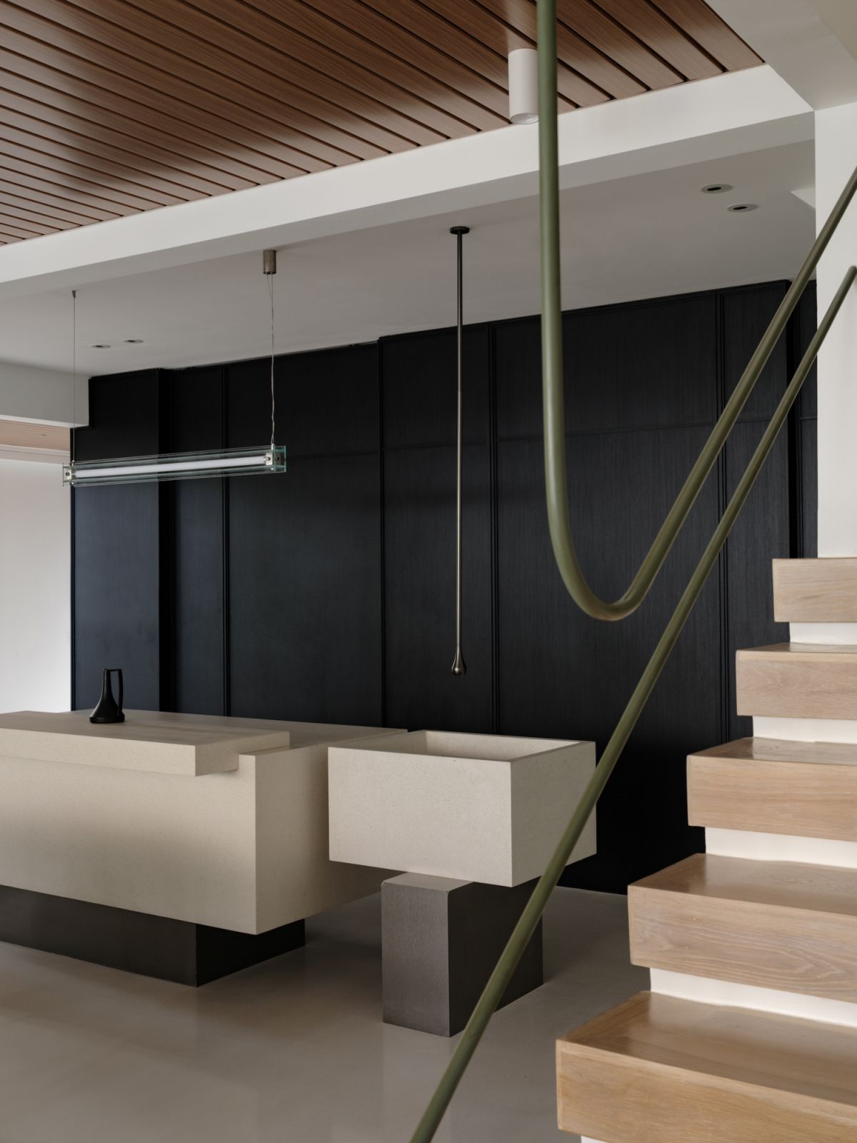 Minimalist lines define the space