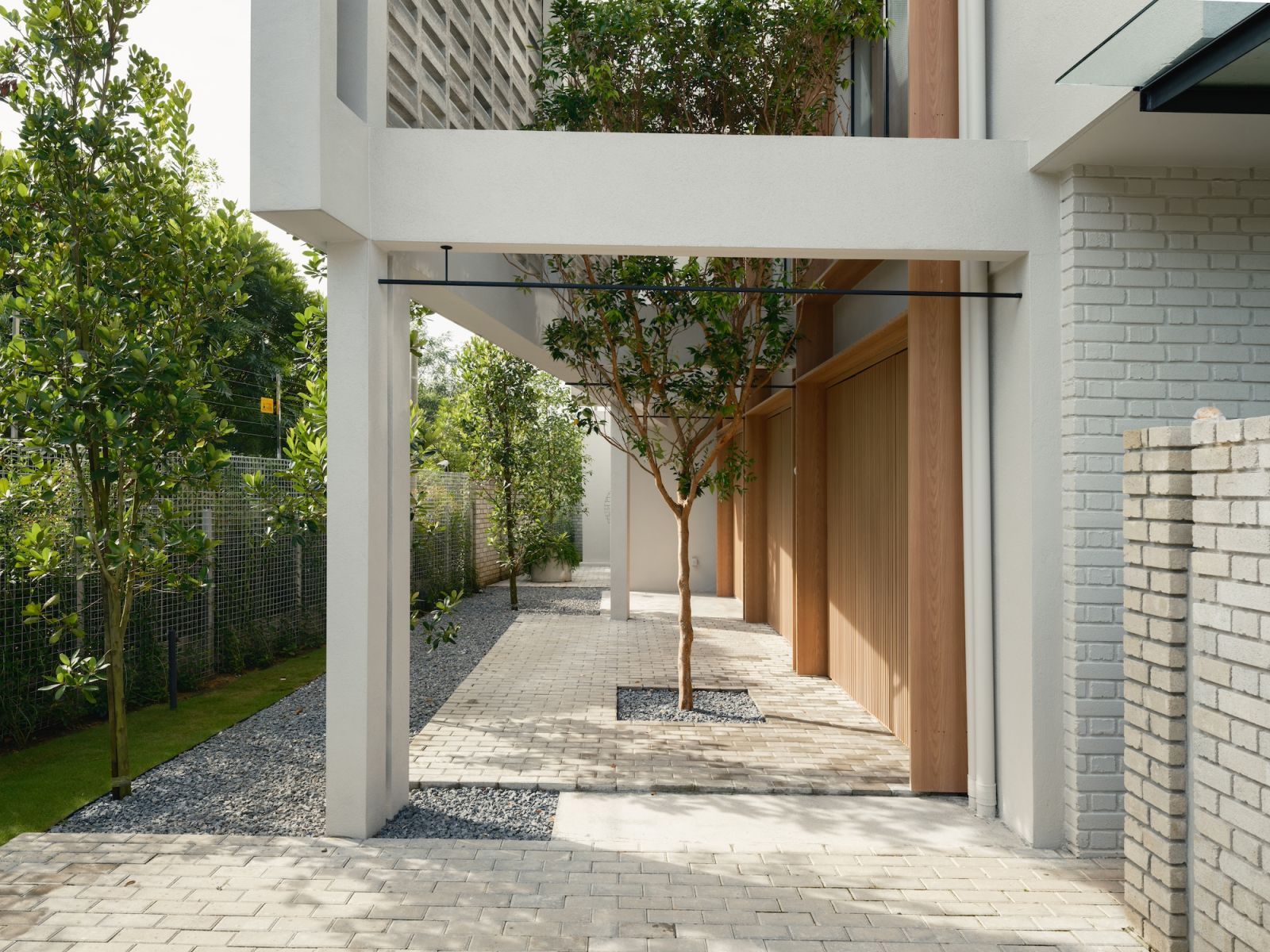 The wall of ventilation blocks to minimise heat gain
