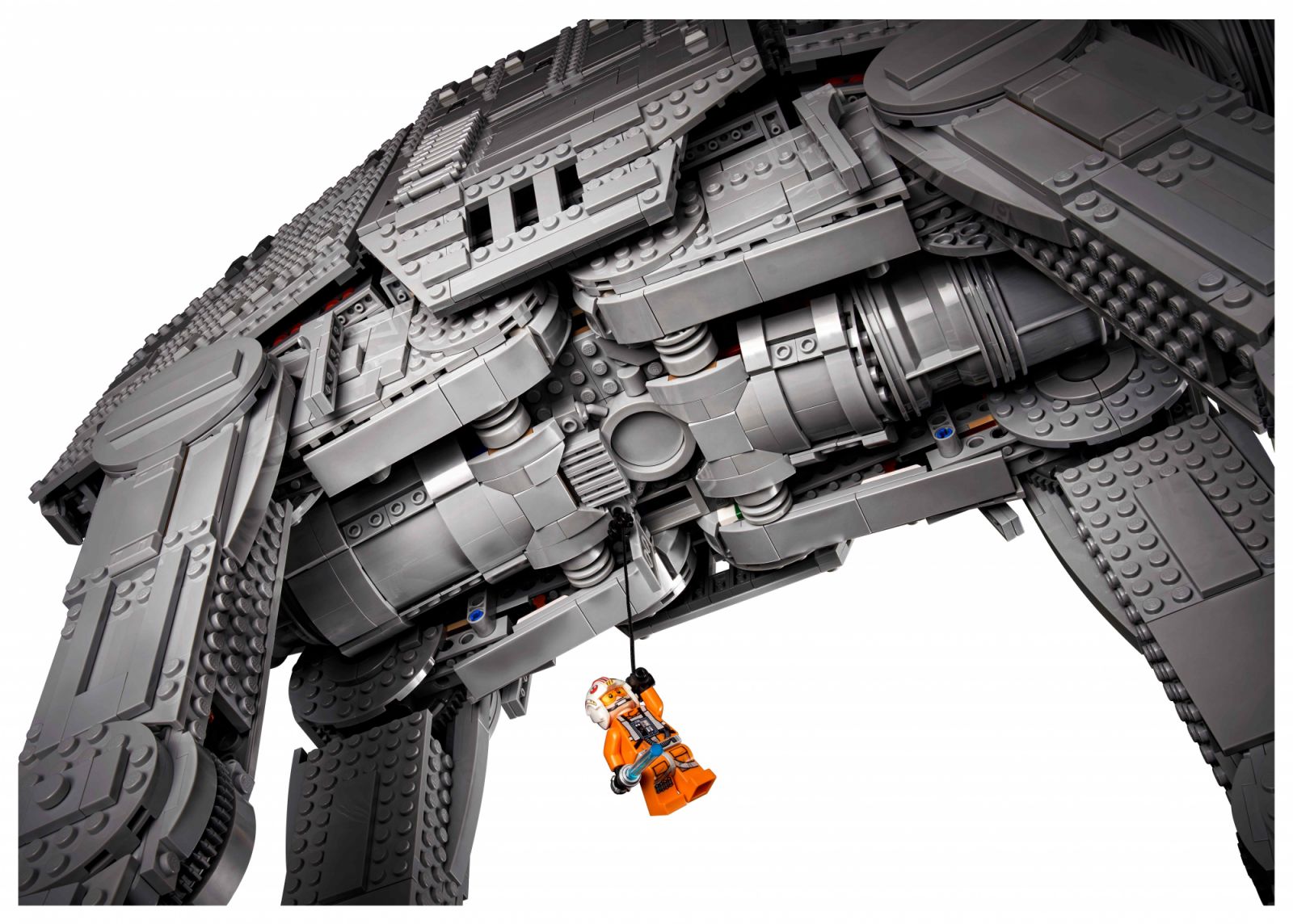 The Luke Skywalker Lego minifigure hanging off the hull