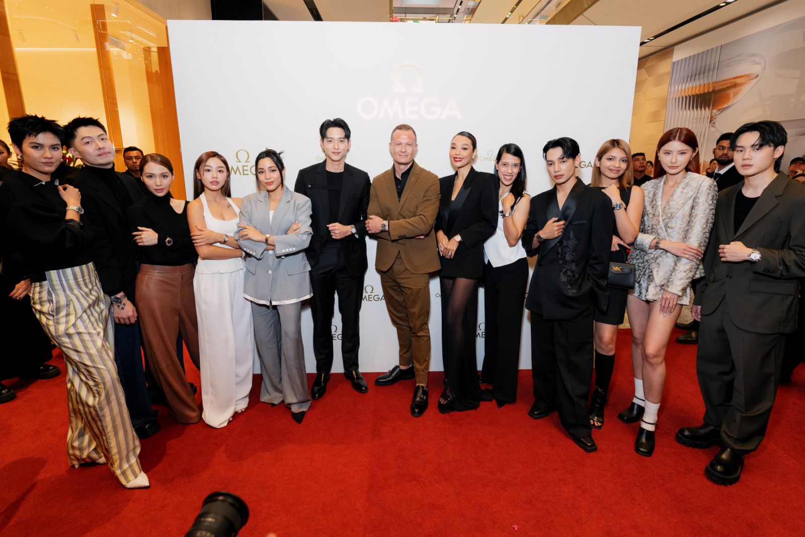 Omega boutique opening at The Exchange TRX, from left: Alicia Amin, NYK, Elvina Mohd., Michiyo Ho, Schalma Aina, James-Jirayu, Martin Issing, Marion Caunter, Nicol David, Hael Husaini, Jeryl Lee, Juwei and Alton Ang