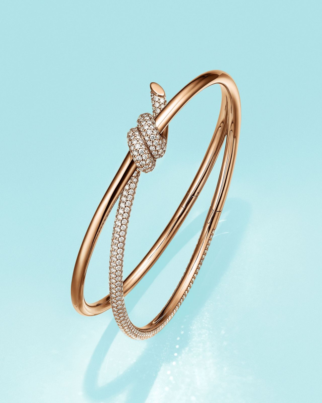 Tiffany Knot double row hinged bangle in 18c rose gold with diamonds (Photo: Courtesy of Tiffany & Co)