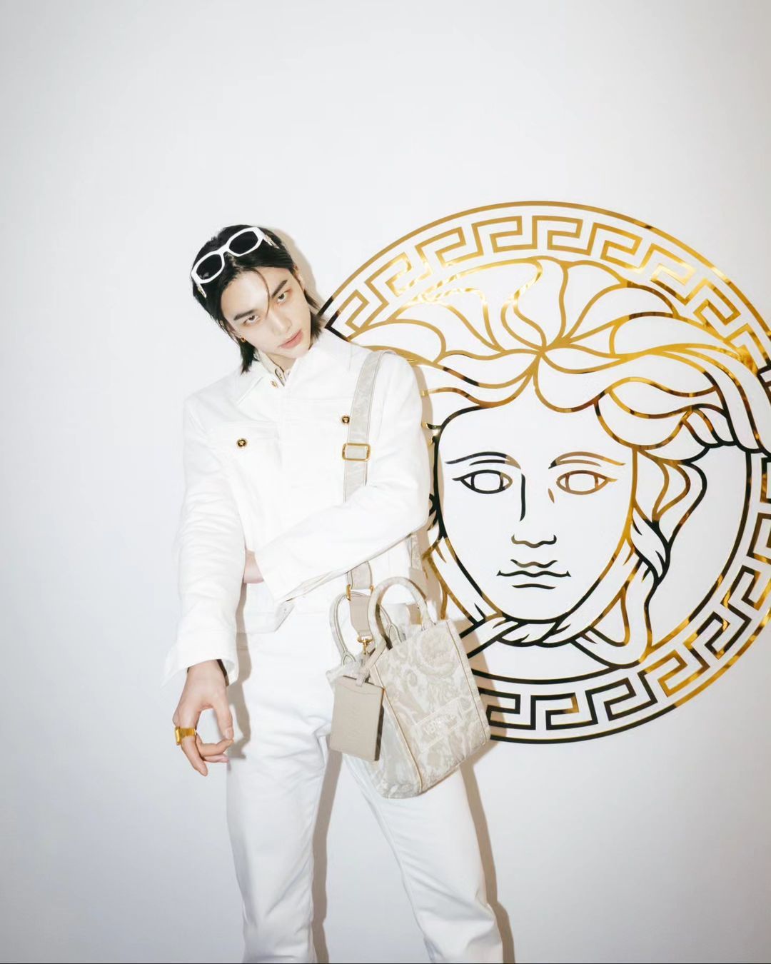 Stray Kids member Hyunjin is Versace x (Photo: Instagram / @realstraykids)
