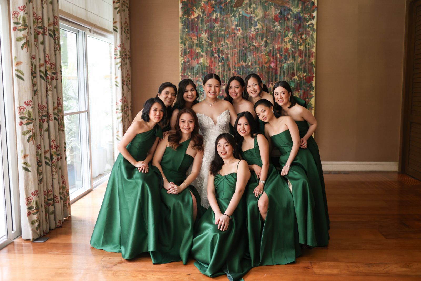 The bride with her bridesmaids