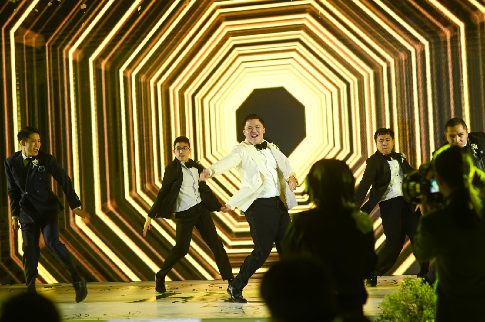 The groom and his friends showing off their moves