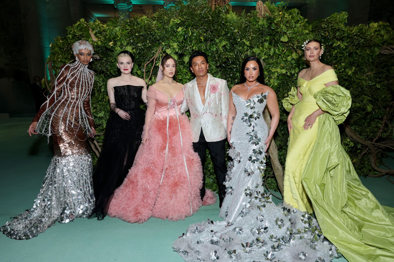 NEW YORK, NEW YORK - MAY 06: (L-R) Hanani Taylor, Gayle Rankin, Laufey, Prabal Gurung, Demi Lovato and Maria Sharapova attend The 2024 Met Gala Celebrating "Sleeping Beauties: Reawakening Fashion" at The Metropolitan Museum of Art on May 06, 2024 in New York City. (Photo by Cindy Ord/MG24/Getty Images for The Met Museum/Vogue)