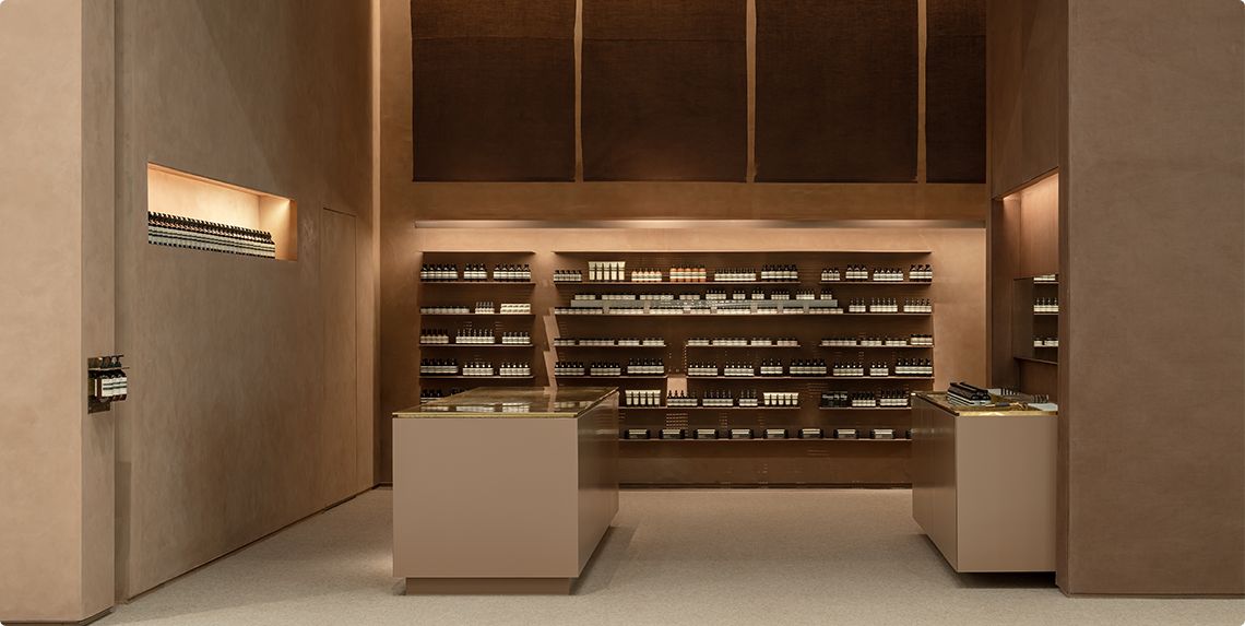 Kedai Aesop di The Exchange TRX mengambil inspirasi teh tarik yang terkenal (Foto: Aesop / David Yeow)