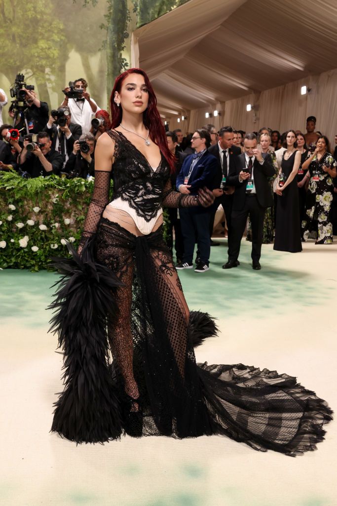 NEW YORK, NEW YORK - MAY 06: Dua Lipa attends The 2024 Met Gala Celebrating "Sleeping Beauties: Reawakening Fashion" at The Metropolitan Museum of Art on May 06, 2024 in New York City. (Photo by John Shearer/WireImage)