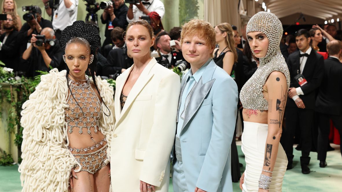 From left: FKA Twigs, Stella McCartney, Ed Sheeran and Cara Delevingne at the 2024 Met Gala (Photo: Getty Images)