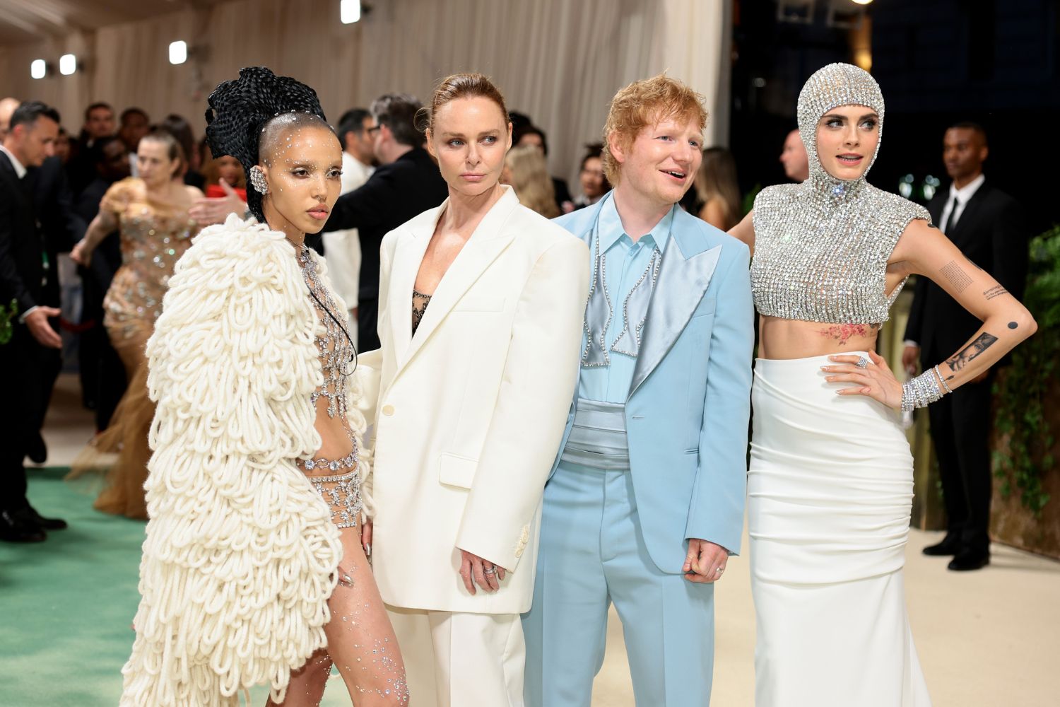 From left: FKA Twigs, Stella McCartney, Ed Sheeran and Cara Delevingne at the 2024 Met Gala (Photo: Getty Images)