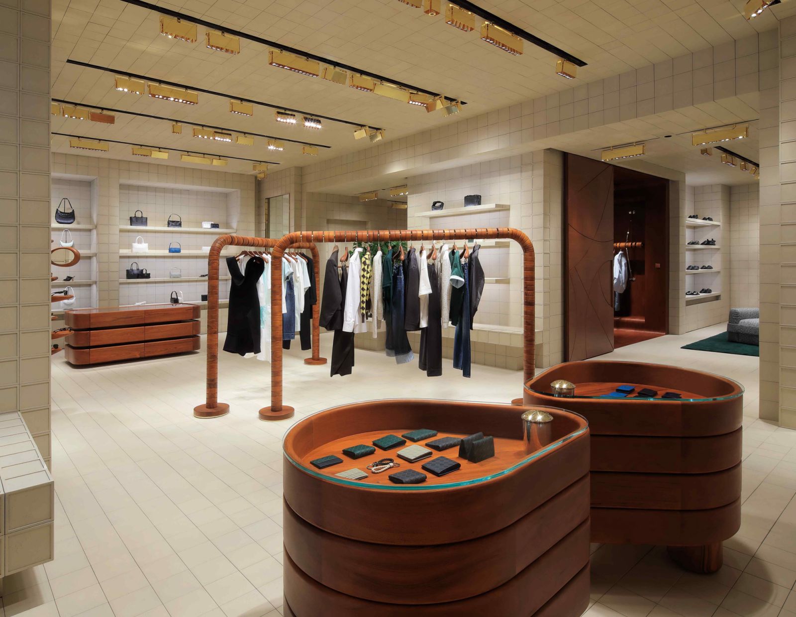 Leather motifs of the brand are integrated throughout the space (Photo: Bottega Veneta)