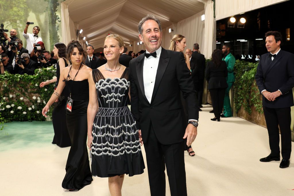 NEW YORK, NEW YORK - MAY 06: (L-R) Jessica Seinfeld and Jerry Seinfeld attend The 2024 Met Gala Celebrating "Sleeping Beauties: Reawakening Fashion" at The Metropolitan Museum of Art on May 06, 2024 in New York City. (Photo by Dia Dipasupil/Getty Images)