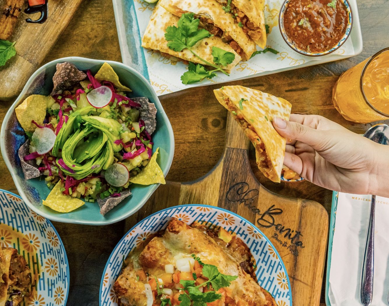A spread at Chica Bonita, including its quesadillas (Photo: The Exchange TRX)