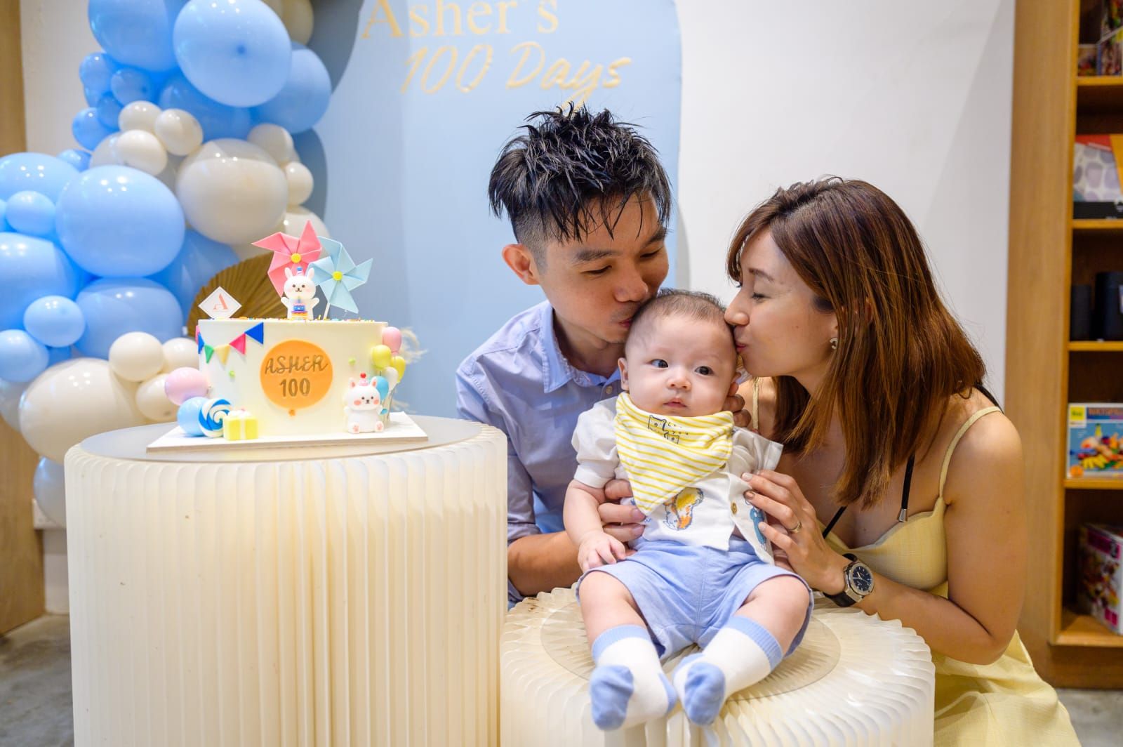 Alchemy Foodtech co-founder Verleen Goh (right) with her husband Alan Phua and their newborn son, Asher (Photo: Verleen Goh)