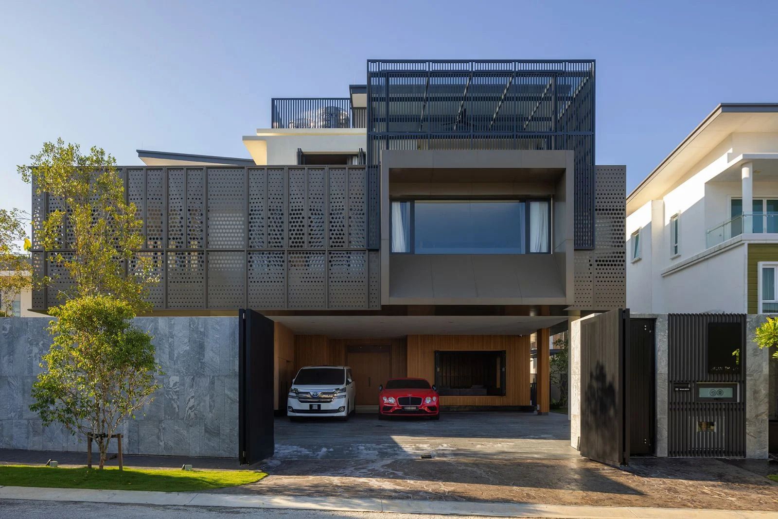 Perforated cladding that enhances ventilation, and creates a sparkling effect at dusk (Photo: Lawrence Choo)