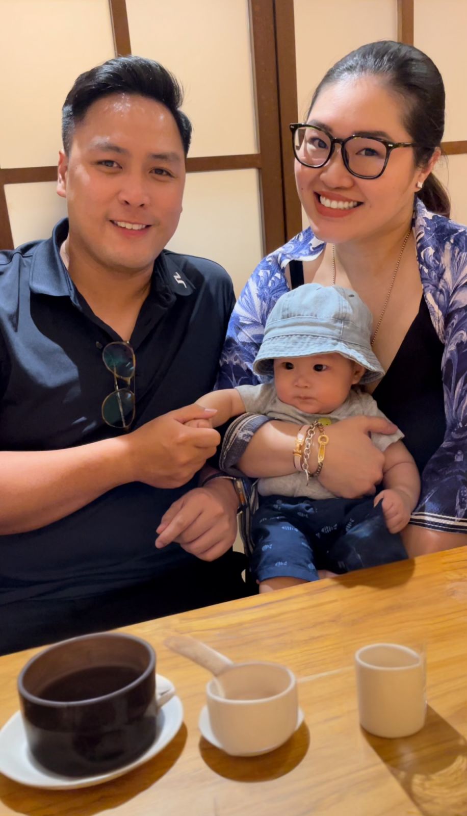 Philippe Lorenzo with his wife Adrienne Ley and baby Lewis Victor
