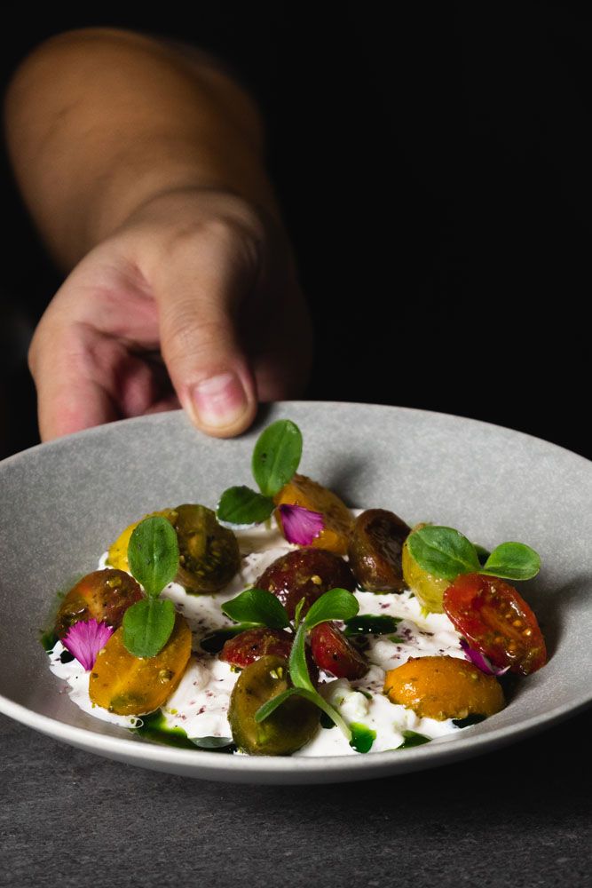 Heirloom tomatoes and burrata