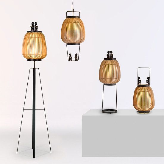 Cobonpue's 'Diwa' lamps featuring Bul-ul figureines