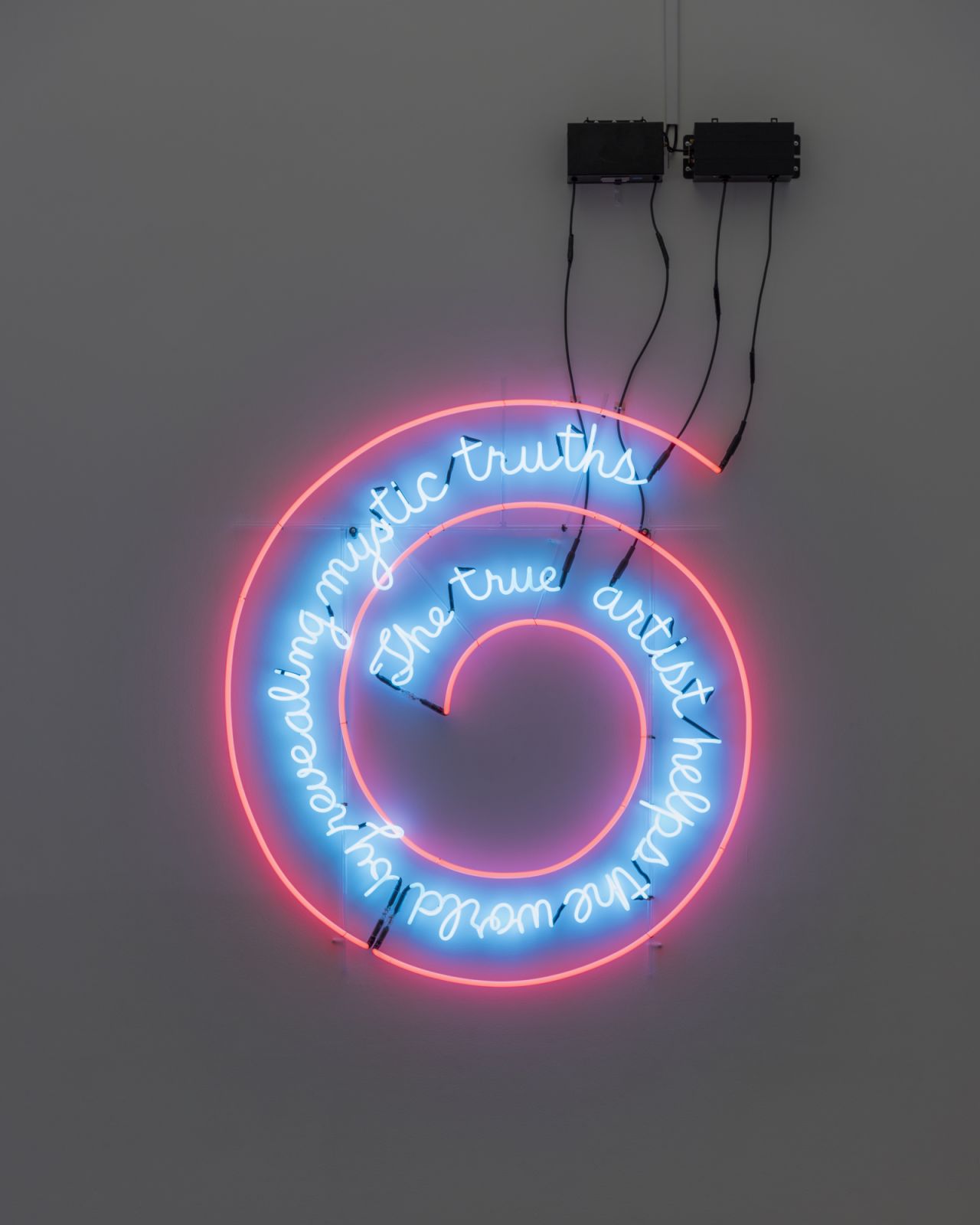 Nauman's "The True Artist Helps the World by Revealing Mystic Truths (Window or Wall Sign)", (1967) (Photo: © 2024 Bruce Nauman/Artists Rights Society (ARS), New York)