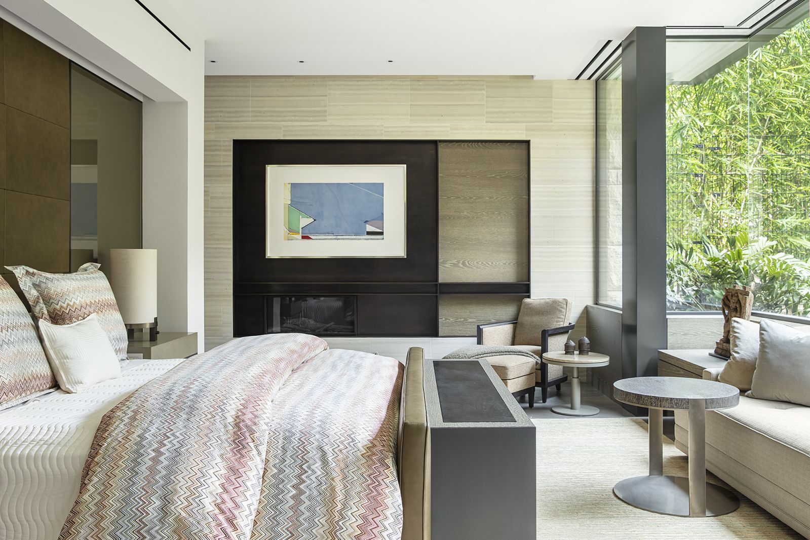 One of the eight bedrooms in the expansive property