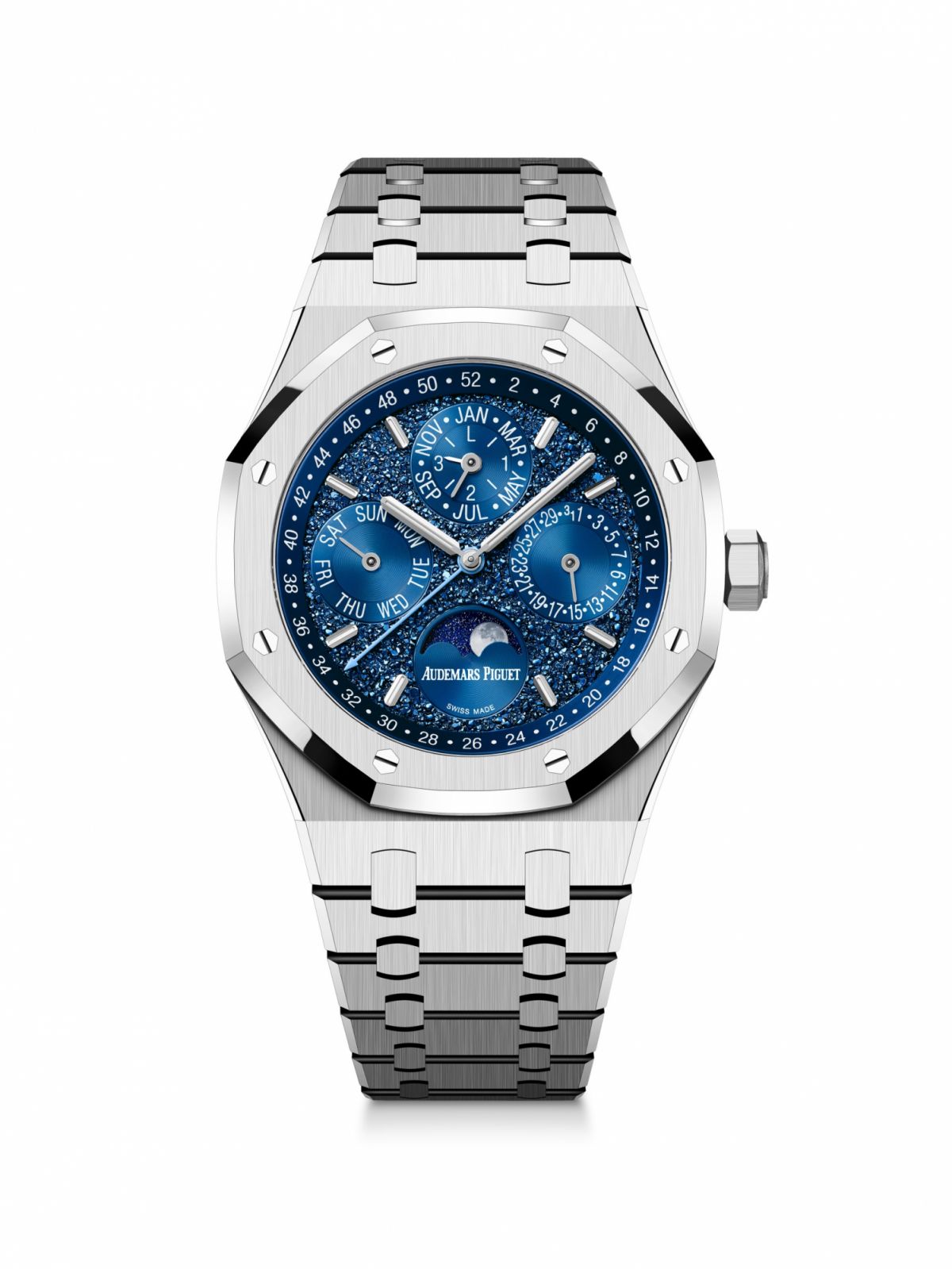 愛彼皇家橡樹系列萬年曆腕錶John Mayer限量版。(Photo: Audemars Piguet)
