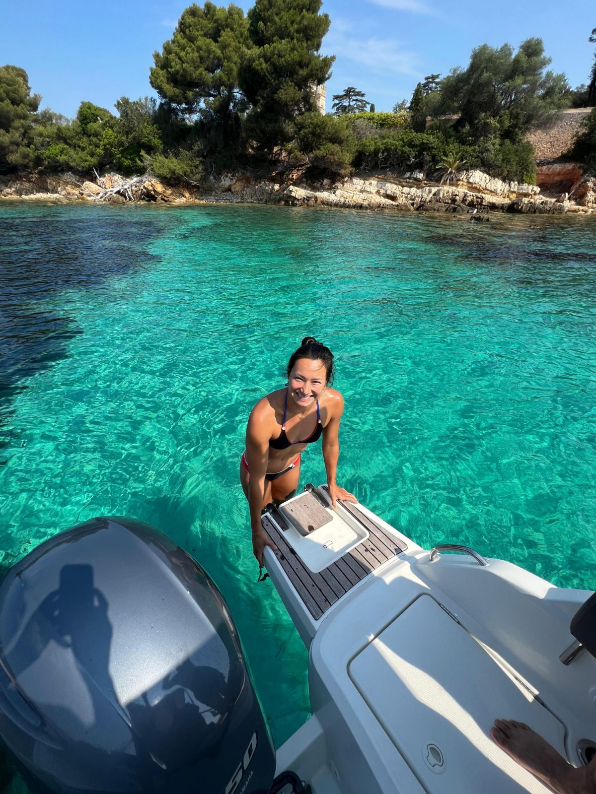 Camille Cheng about to swim in the Bay of Antibes Billionaires (Photo: courtesy of Camille Cheng)