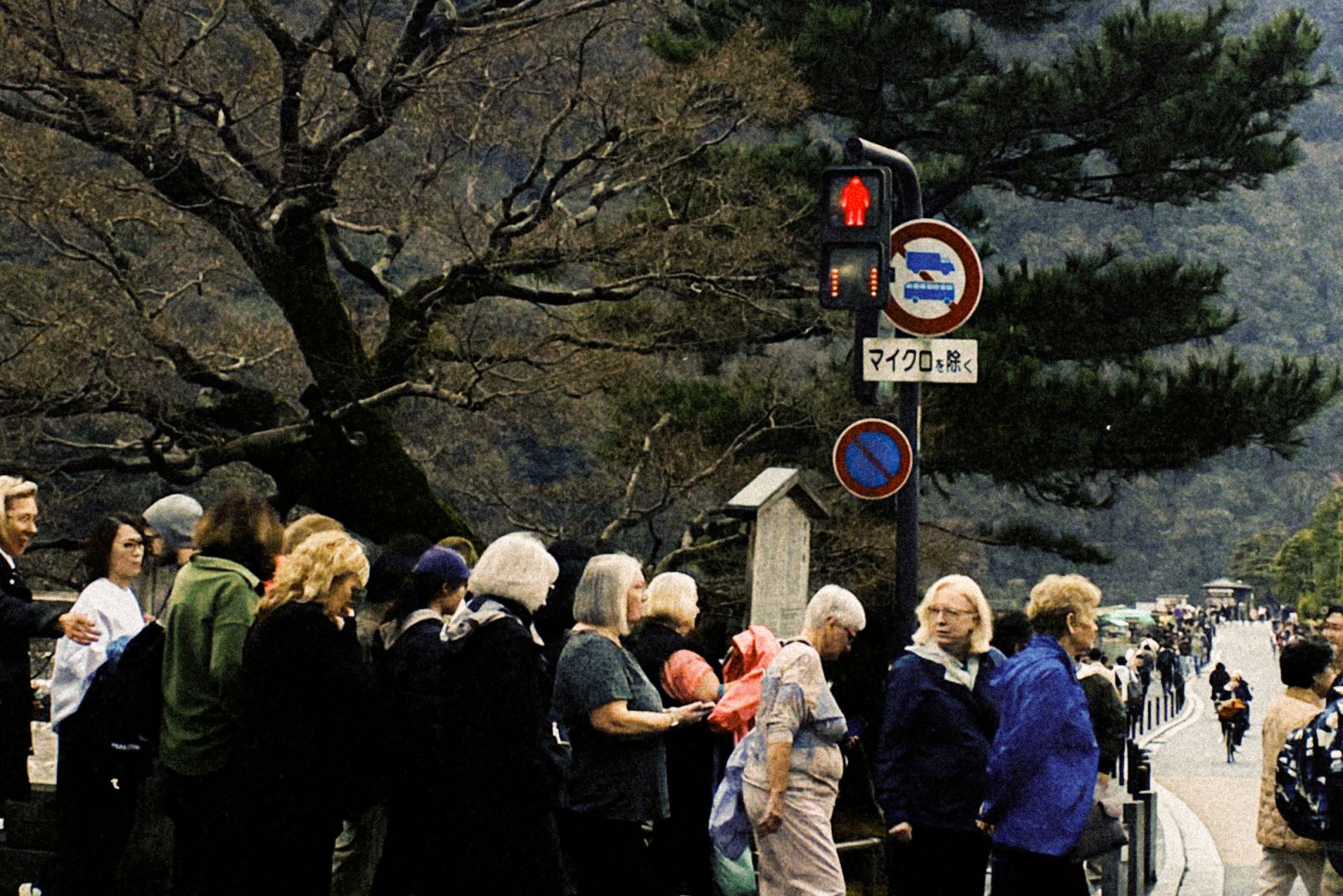 Tourists walking from the Togetsu-kyo Bridge to the Arashiyama Bamboo Grove