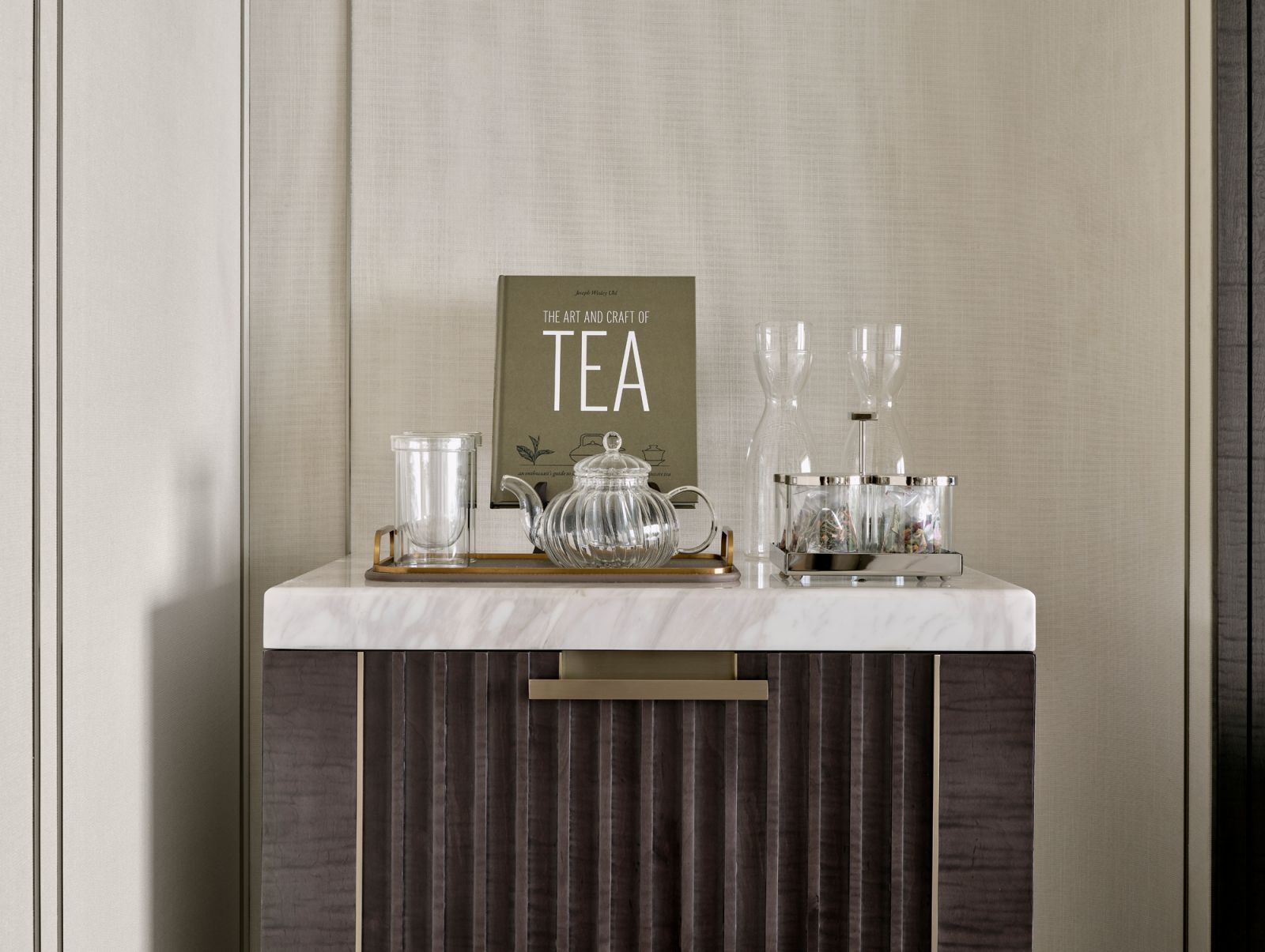 Sommelier-led Water Program featuring artisanal nighttime teas and premium mineral waters
