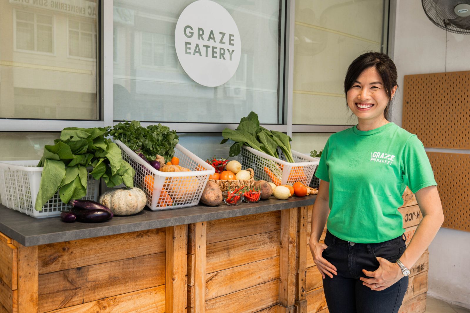 Clara Wan's Graze Market and Graze Eatery rescue surplus food from suppliers. She wants to ensure that nutritious meals reach those in need while reducing the environmental impact of food waste (Photo: Saving Graze)