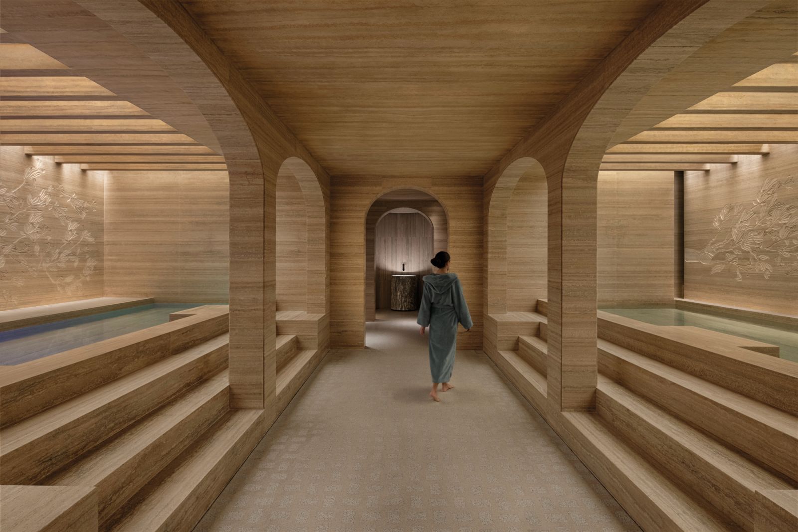 The hotel’s spa pays tribute to ancient Roman public baths