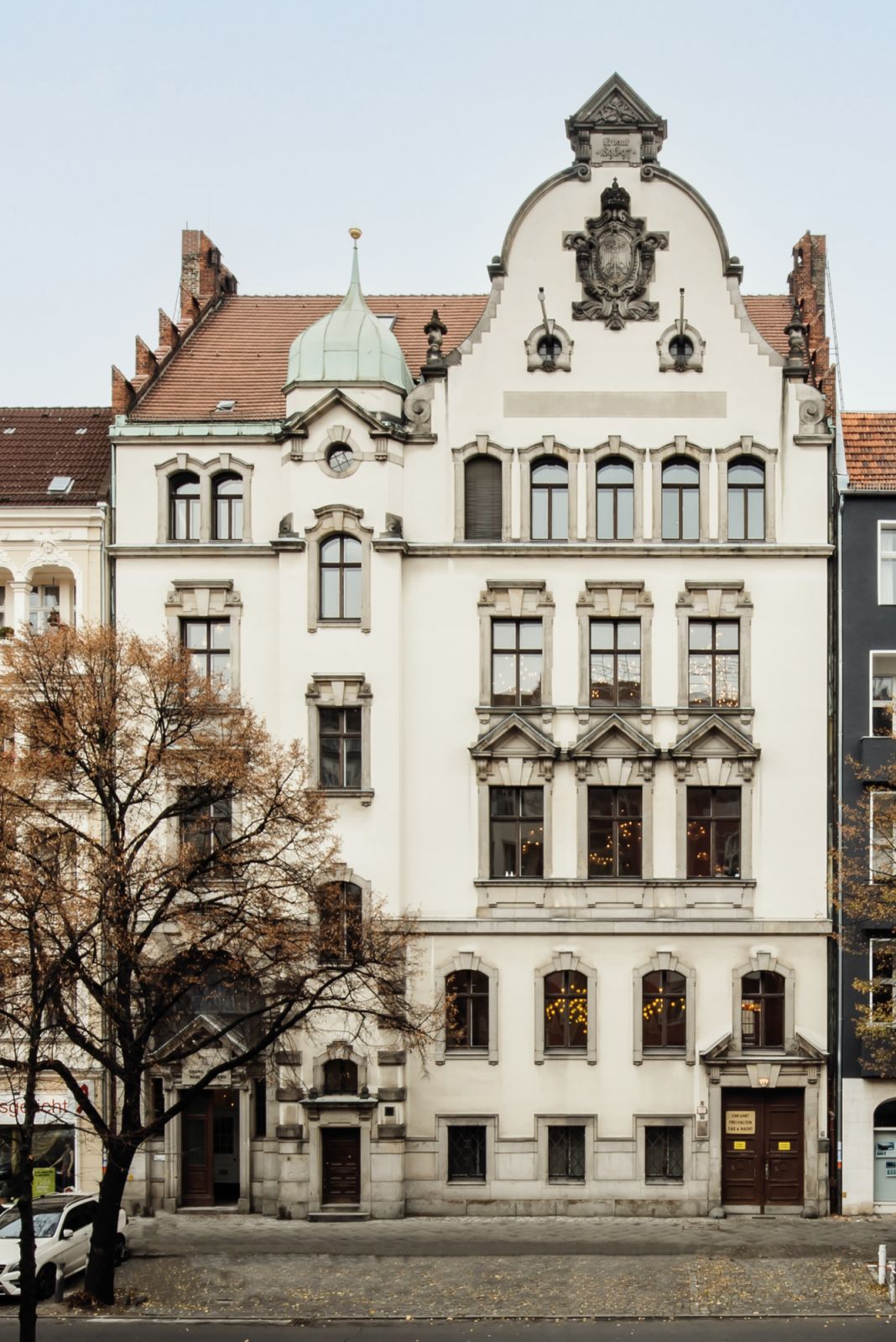 A view of its beautifully preserved facade